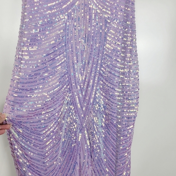 NWOT B. Darlin Juniors Iridescent Sequin Gown in Lilac Purple Size 11/12 - Picture 5 of 10